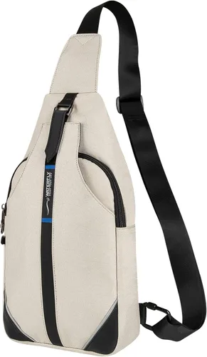 WATERFLY - Mochila cruzada tipo bandolera mediana, antirrobo, para viajes, bolsa de pecho y hombro Blanco (mediano)