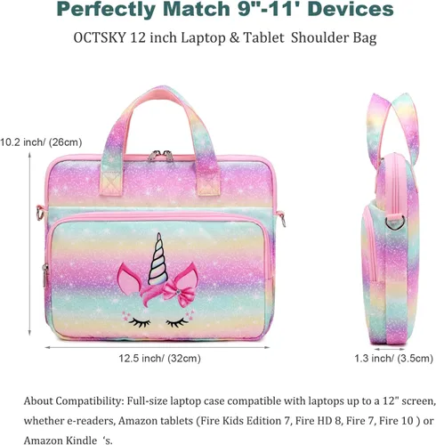 Miniatura 5 de Funda de transporte para tableta infantil Octsky - Bolsa protectora de 12.5 pulgadas con correa para el hombro, forro suave