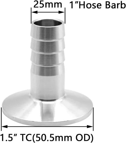 Miniatura 7 de Accesorio sanitario de 1.5 "tri abrazadera a 1" manguera de acero inoxidable manguera sanitaria adaptador de tubería 2 piezas