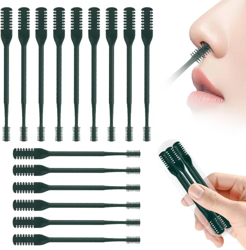 Miniatura 14 de Cortador de pelo nasal 2 en 1, recortador manual de doble cara con cepillo, cuchillo de nariz giratorio de 360° para hombres y mujeres, herramienta