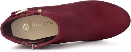 Miniatura 5 de Allegra K Botines de tacón alto grueso con hebilla lateral y plataforma baja para mujer