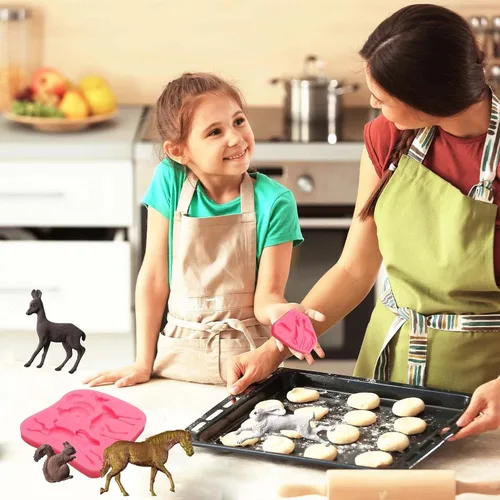 Miniatura 4 de Moldes de silicona de chocolate, 3 paquetes de moldes de fondant de animales Sika para decoración de pasteles con temática de animales del bosque, 3