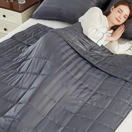 Miniatura 14 de anfie - Manta con peso para niños (40 x 60 pulgadas, 7 libras), ultrasuave y acogedora, refrescante, lavable a máquina, beige