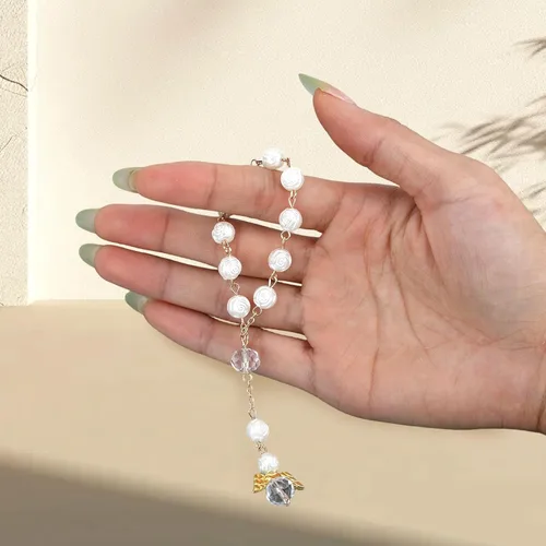 Miniatura 5 de 30 piezas de mini rosario de bautismo a granel y 30 bolsas de organza para bautizo, bodas, decoración de baby shower, regalos cristianos, regalos