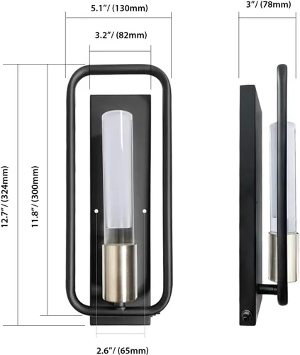 Miniatura 6 de Dream lighting Aplique de Pared LED para Comedor de Casa Rodante 12V Luz Decorativa Interior con Interruptor Montaje en Pared – Negro Mate Blanco