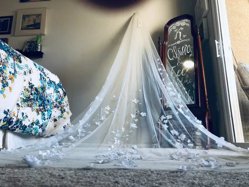 Miniatura 2 de Velos de boda para novias, 1 nivel, color marfil, con peine