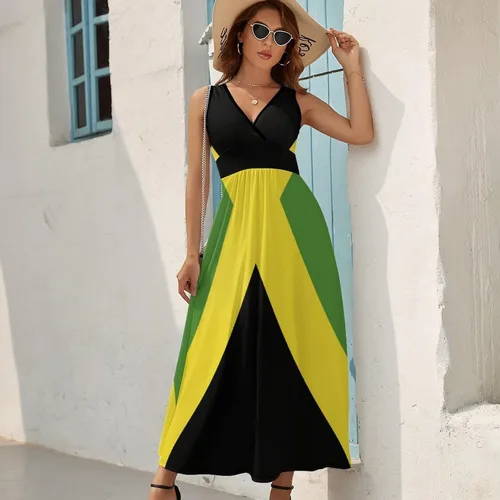Miniatura 5 de Vestidos casuales con estampado de la bandera de Jamaica para mujer, top de verano, talla L
