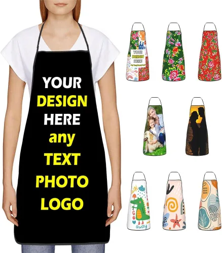 Delantales impermeables personalizados para diseñar tu propia foto logotipo texto para cocinar hornear 28.3 x 20.4 pulgadas