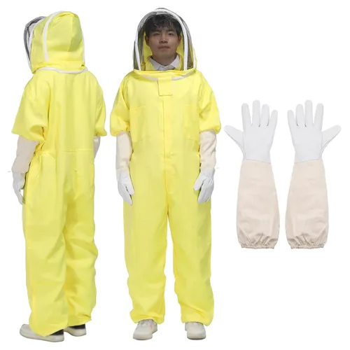 Miniatura 9 de HARFINGTON Traje de abeja para hombres y mujeres, L trajes de apicultura con guante y velo capucha, trajes de abeja para hombres, a prueba de patio