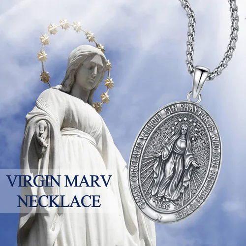 Miniatura 224 de Odinstone Collar de plata de ley 925 con medalla de San Miguel/San Cristóbal/San Benito/Crucifijo de Jesús/San Uriel/Arcángel Rafael para hombres