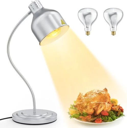 Miniatura 12 de Lámpara de calor de alimentos, 500 W de doble cabeza de acero inoxidable comercial lámpara calentadora de alimentos con rotación de 540° y 3 Rojo
