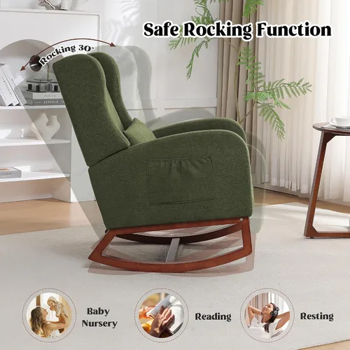 Miniatura 6 de HCHAIRH Rocking Chair Nursery, Nursery Rocking Chairs with Foot Rest, Comfy Glider Rocker Nursing Chair with Back Pillow for Nursing, Living Room