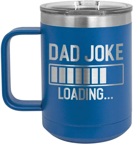 Miniatura 9 de DAD JOKE LOADING Taza de café roja de 15 oz con tapa deslizante Taza de café de viaje aislada Ideas de regalos del día del padre de hijo o hija