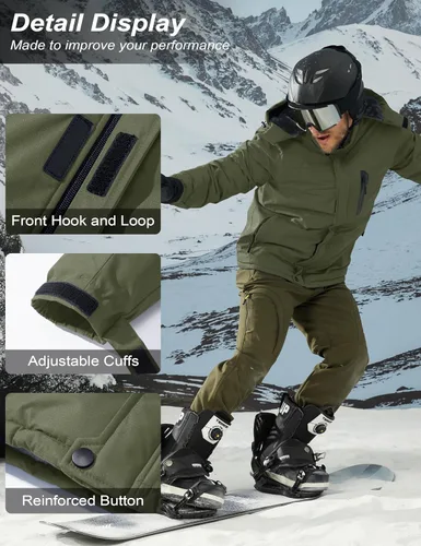 Miniatura 6 de MAGCOMSEN - Abrigos de invierno para hombre, impermeables, con forro polar, parka, con capucha, para esquiar, senderismo, trabajo