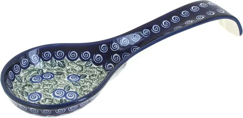 Miniatura 4 de Soporte para cuchara grande con estrellas de cerámica polaca de rosas azules