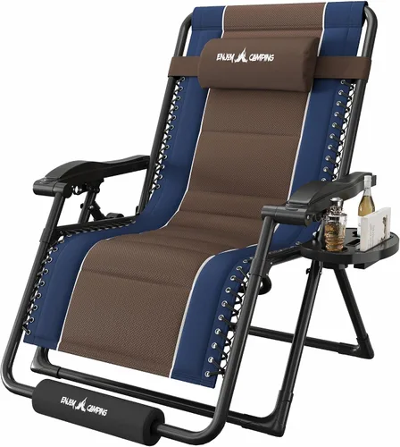 Miniatura 11 de Amopatio XL Padded Zero Gravity Chairs Foldable Zero Gravity Lounge Chair Outdoor Portable Reclining Chair with Removable Cup
