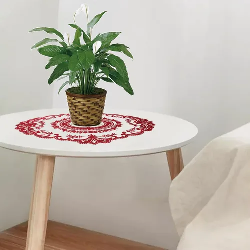 Miniatura 2 de Mantel para mesa auxiliar, manteles individuales de encaje, 2 piezas de malla ovalada bordada de flores de 16.5 x 12.2 pulgadas, manteles