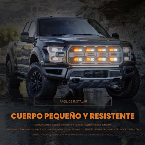 Miniatura 2 de 8 piezas Luces LED Intermitentes Estroboscópicas de Emergencia de Montaje en Superficie con Controlador para Camiones, Vehículos, Automóviles (4Y4W)