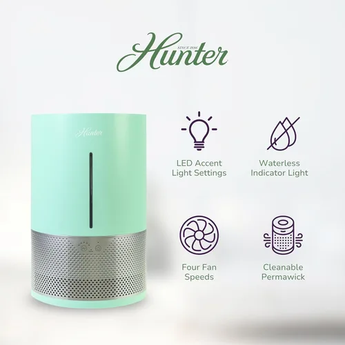 Miniatura 3 de HHE150 Hunter Aspire 4.8L Humidificador evaporativo con filtro PermaWick (4.8L) - Elimina contaminantes y polvo blanco para niebla y aire limpios