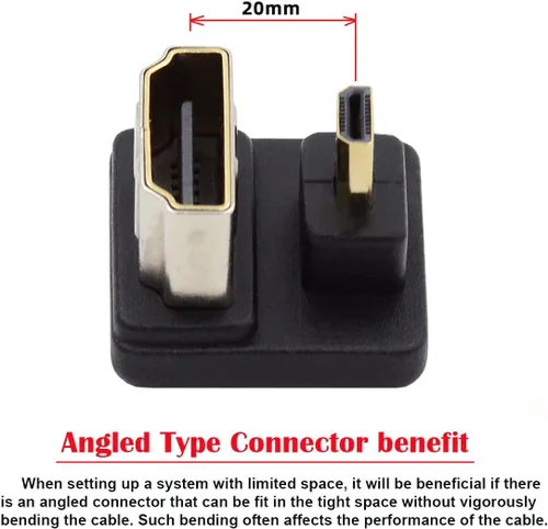 Miniatura 7 de CY Cable 4K 360 grados hacia abajo opuesto en forma de U en ángulo trasero Micro HDMI 1.4 macho a HDMI hembra adaptador de extensión convertidor