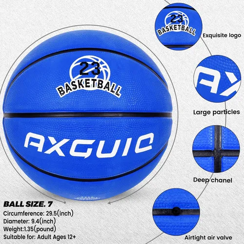 Miniatura 7 de Baloncesto de goma gruesa para niños y jóvenes, tamaño 3/4/5/6/7, para exteriores, colorido, 22/25.5/27.5/28.5/29.5 pulgadas, para regalos