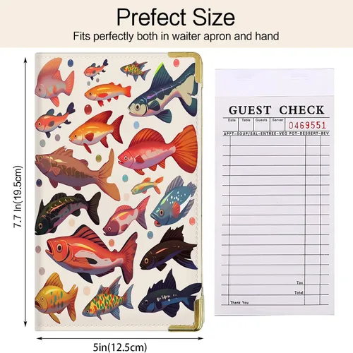 Miniatura 6 de TUMOVO Libro de servidor de colección de peces bajo el agua, libros de camarero de alto volumen para camarero Goldfish Cartera de cuero
