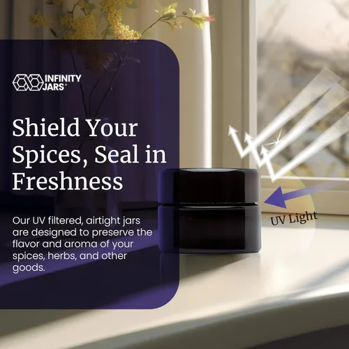 Miniatura 5 de Infinity Jars Tarro clásico de vidrio negro de 0.5 fl oz (0.5 fl oz), hermético, a prueba de olores, recargable, para almacenamiento a largo plazo