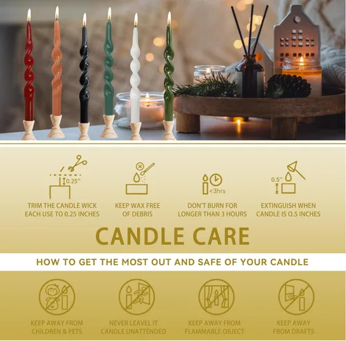 Miniatura 9 de Velas en espiral de Navidad, velas cónicas doradas, 10 pulgadas, sin perfume, para regalo de invierno, vacaciones, Navidad, decoración del hogar
