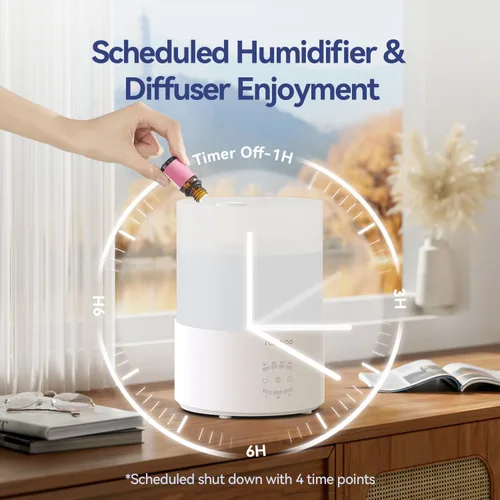 Miniatura 3 de raydrop Humidificadores para dormitorio, humidificadores de niebla fría de 3.0L para habitación grande y hogar, humidificador de aire de llenado