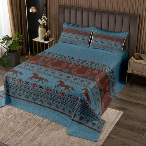 Miniatura 30 de Erosebridal Juego de colcha étnica tribal con flechas geométricas aztecas, acolchado occidental, tribu africana, exótico, atrapasueños, plumas