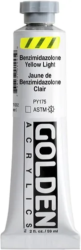 GOLDEN Acrílico de cuerpo pesado, luz amarilla de benzimidazolona, tubo de 2 fl. oz, pintura acrílica profesional, transparente