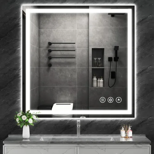 Miniatura 16 de Koonmi Espejo LED de 28 x 20 pulgadas para baño, espejo de tocador antivaho 90CRI con luz delantera y trasera, espejo de pared a prueba de roturas