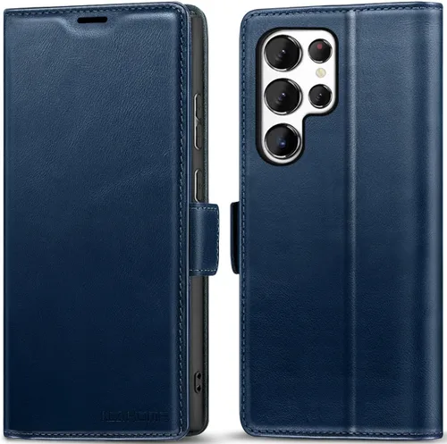 Miniatura 11 de KEZiHOME Funda para Galaxy S23 Ultra, de cuero genuino [bloqueo RFID], funda tipo cartera, ranura para tarjetas con tapa magnética y soporte
