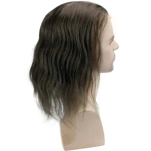 Miniatura 2 de Pelo largo de 12 pulgadas para hombre, extensiones de pelo de 10 x 8 pulgadas para hombres, sistema de reemplazo de cabello humano virgen 100%