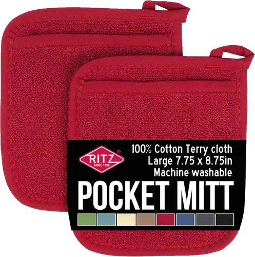Miniatura 14 de RITZ Guante de bolsillo de rizo y almohadilla caliente: resistente al calor inigualable, 100% algodón duradero, diseño ergonómico para un agarre