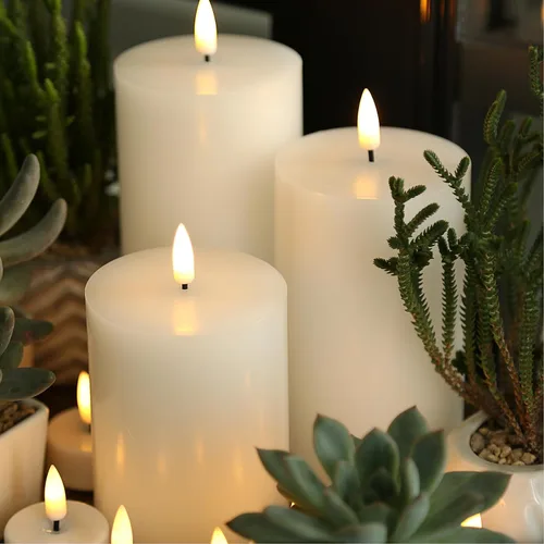 Miniatura 8 de Velas de pilar blancas sin llama con control remoto, velas LED de Halloween que funcionan con pilas, velas eléctricas parpadeantes de cera real