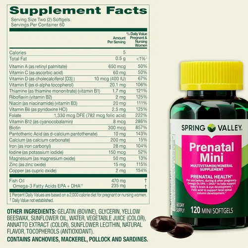 Miniatura 4 de Spring Valley - Mini vitaminas prenatales para mujer, paquete de cápsulas blandas con 45 diabetes decodificadas de Luall. Minigitaminas prenatales