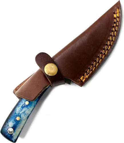 Miniatura 5 de Titan International Knives Cuchillo de Caza y Desuello de Damasco de 7.2" Hoja Fija Hecha a Mano 1095 4340 Mezcla de Carbono Martillada a Mano