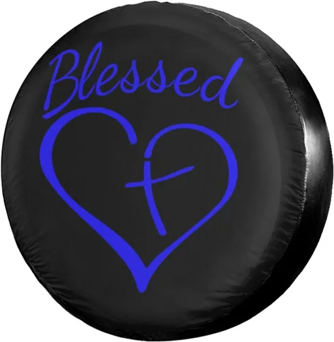 Miniatura 11 de Blessed Heart - Cubierta de neumático de repuesto cruzada a prueba de polvo, para remolques, vehículos recreativos, SUV y muchos vehículos, 17 Negro