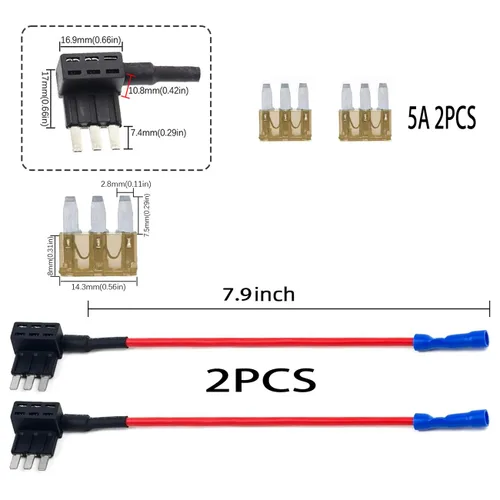 Miniatura 2 de Adaptadores de circuito, grifo de fusible micro 3, portafusibles expandibles estilo hoja de 12 V para luces subterráneas, interiores LED coches