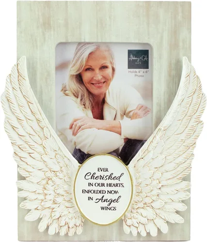 Marco de Foto Conmemorativo con Alas de Ángel, Decoración para el Hogar, Regalo por la Muerte de un Ser Querido, Para Foto de 10 x 15 cm, De Abbey &