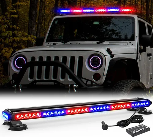 Miniatura 13 de WINECO - Barra de luces estroboscópicas LED ámbar de 29.5" para techo, doble cara intermitente, luz de emergencia, señal de peligro, advertencia