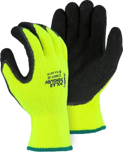 Majestic Guante 3396HY/10 Pingüino Polar 3396HY - Guantes de invierno con forro, color verde y amarillo de alta visibilidad, con palmas recubiertas