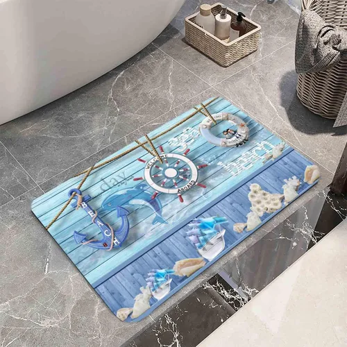 Miniatura 5 de LYFANS Manta de espuma de esponja para baño y cocina (21 x 35.5 pulgadas), almohadilla de franela antideslizante brillante impresa en 3D para mesita