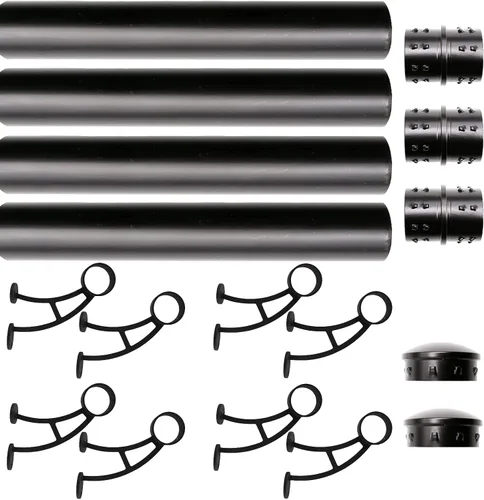 Miniatura 11 de Kit de riel de pie de montaje en barra sólida, tubo de acero inoxidable negro mate con conector interno, soporte de riel de pie de montaje en barra