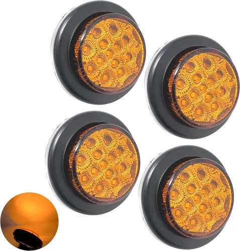 Miniatura 17 de All Star Truck Parts 10 unidades de luz LED redonda de 2 pulgadas con espacio para marcador lateral [13 LED]