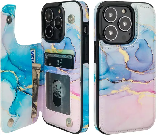 Miniatura 32 de HAOPINSH para iPhone 13 Estuche tipo cartera con tarjetero, patrón de leopardo blanco y guepardo, funda con tapa trasera para mujer y niña, ranuras