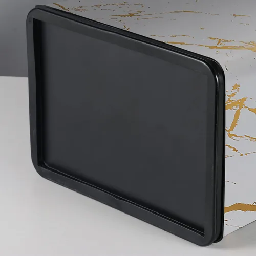 Miniatura 5 de Basurero pequeño de oficina para dormitorio, papelera rectangular delgada para baño, cocina, 2.6 galones (mármol blanco dorado)