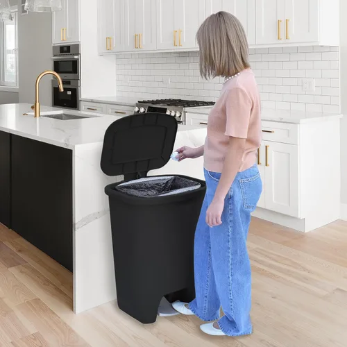 Miniatura 7 de Glad Bote de basura de 20 galones con protección contra olores Clorox Cubo de basura de plástico para cocina Manos libres con pedal de pie