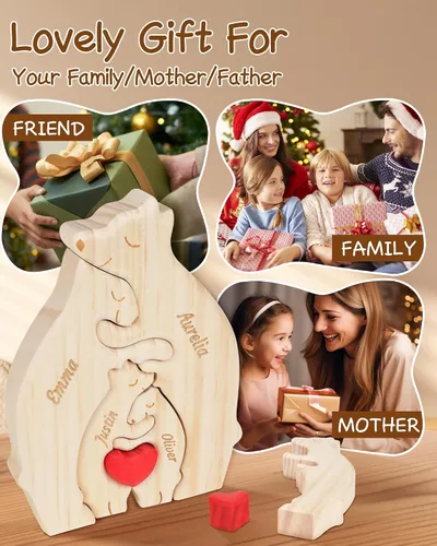 Miniatura 5 de Rompecabezas de madera personalizado con 2 a 7 nombres, personalizado para mamá, papá, miembros de la familia, rompecabezas personalizado con nombre